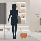 Asense Small Round Ottoman Foot Rest Stool Fabric Padded Seat Footstool Ottoman with Wooden Legs (Dark Orange,Fabric)