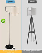 Lightdot 62IN Floor Lamps for Living Room, Modern Standing Tall Lamps with Double Linen Shades, 3000K Arc Bohemian Floor Lamp with Foot Switch for Wedding/Party, Bedroom, Home Office-Black