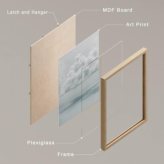 SIGNWIN Framed White Nautical Ocean Sea Beach Grass Seagull Wall Art, Set of 4 Landscape Colorful Wall Decor Prints, Nature Wilderness Wall Décor for Living Room, Bedroom - 11"x14" Natural