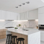 Modern LED Pendant Light Fixtures Chrome Long Tube Pendant Lights 2 Pack Pendant Lighting for Bedroom Dining Room Bar Kitchen Island Hanging Light Height Adjustable, 3000K