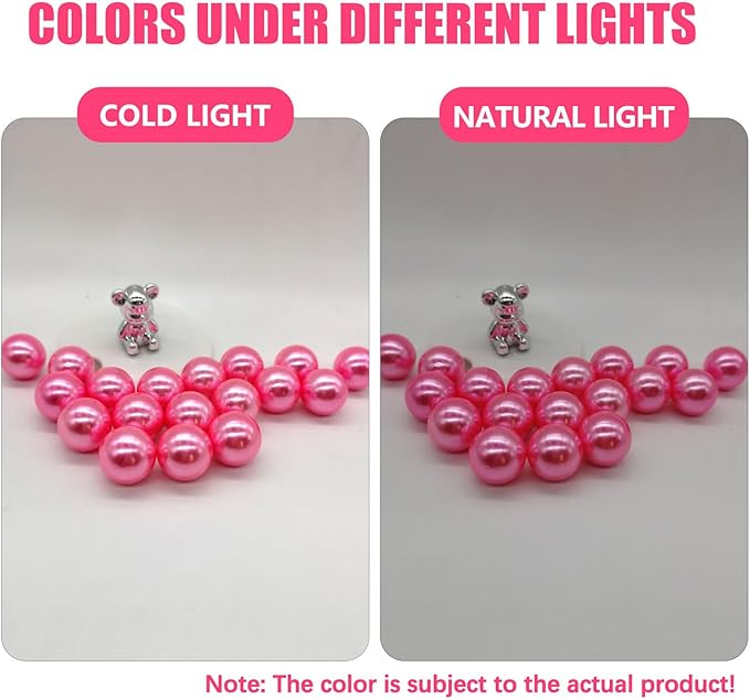 Fuchsia Pink Vase Filler | 150PCS Pearls Bead for Centerpieces Vases | 8/14/20 mm No Hole Beads, Fake Pearls for Wedding Birthday Theme Party Table Centerpieces Decor