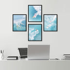 SIGNWIN Framed Ocean Nautical Landscape Wall Art, Set of 4 Surfing Surfboard Aerial View Wall Decor Prints, Nature Wilderness Wall Décor for Living Room, Bedroom - 11"x14"x 4 Black
