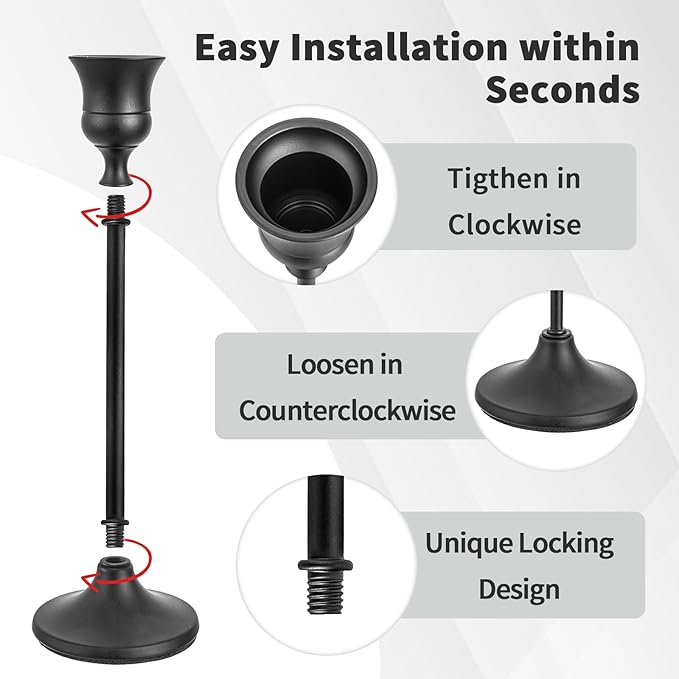 CHILL RECIPE Black Candlestick Holder Tall Taper Candle Holder for Home Decor Table Centerpiece Party Festival Decorations Halloween Decoration (4 Set 12Pcs)