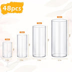 12 Pack Glass Cylinder Vases 4,6,8,10 Inch Tall Clear Flower Vase Hurricane Floating Candle Holder for Table Centerpiece Wedding Home Decor.