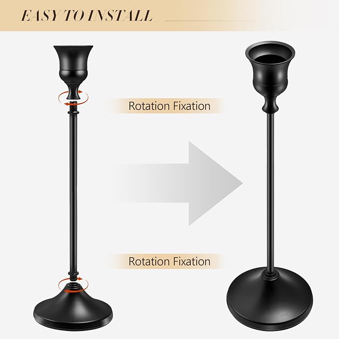 Candlestick Holders 6 PCS Metal Taper Candle Holders, KSWING Black Candle Stick Holders Set, Perfect for Table Centerpiece Mantel Party Wedding Christmas Home Decor, Set of 6