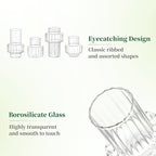 Hewory Ribbed Bud Vases for Centerpieces: Set of 4 Small Clear Glass Vase for Bridal Baby Shower Home Decor - Modern Table Decoration for Wedding & Event Planners