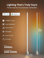 Ailofy Smart Corner Floor Lamp, LED Floor Lamp with Alexa and App Control, 16 Million DIY Colors, Music Sync, DIY Color Modes,Timer Setting, Suitable for Living Room and Bedroom
