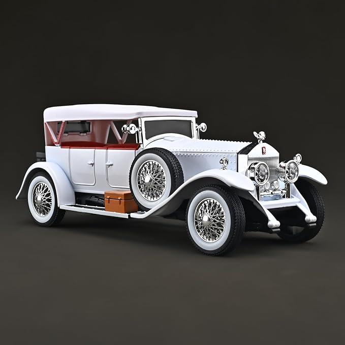 Model Car Kits Adults and Boys 1/24 Diecast Cars Phantom Generation Vintage Car Collectibles,Die Cast Metal Pull Back Cars with Lights and Sounds,Toy Cars for Boys Age 3-12（White）