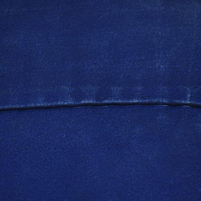 Round Shaped Goat Leather Handmade Eco-Friendly Blue Pouf - 16" x 16" x 16", Plain Solid, Recycled Foam With Fibre Fill Stuffed, Leather Seating PF12