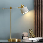 OYEARS Modern Industrial Desk Lamp for Reading LED 22.2“ Metal Table Lamp Light for Office Bedroom Study Room Living Room Nightstand Bedside Lamps Gold and Matte Cream Accent (Cream, Bulb Included)