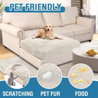 H.VERSAILTEX Velvet Stretch Individual Chaise Cover Sectional Couch Covers for L Shaped Sofa Both Left/Right Furniture Protector Seat Cushion Sofa Cover (1 Piece Chaise Cover, Porcelain)