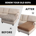 PrinceDeco Sectional Couch Covers Velvet Couch Cover for Dogs Washable L Shaped Couch Cover 1 Piece Individual Sectional Couch Covers with Elastic Bottom(Chaise Lounge,Camel)