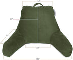 Nestl Reading Pillow Standard Bed Pillow, Back Pillow for Sitting in Bed Shredded Memory Foam Chair Pillow Reading & Bed Rest Pillows Olive Green Back Pillow for Bed, Bed Chair Arm Pillow with Pockets