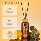 M&SENSE Cedarwood Reed Diffuser: 6.3 fl oz Non-Toxic Aroma Set with Sticks, Light & Subtle Fragrance, Long-Lasting Natural Essential Oil Gifts for Bedroom, Shelf Decor & Small Spaces