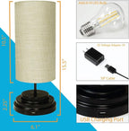 AULTRA LED Touch Table LAMP - Table Lamp Shade with Dimmable Touch Control Features & Phone Charging Port Used for Nightstand, Desk Lamp, & Bedroom Decor Light w/Adapter