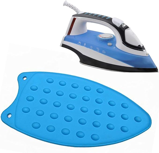 Bringsine Silicone Iron Rest Pad for Ironing Board Hot Resistant Mat(Blue)