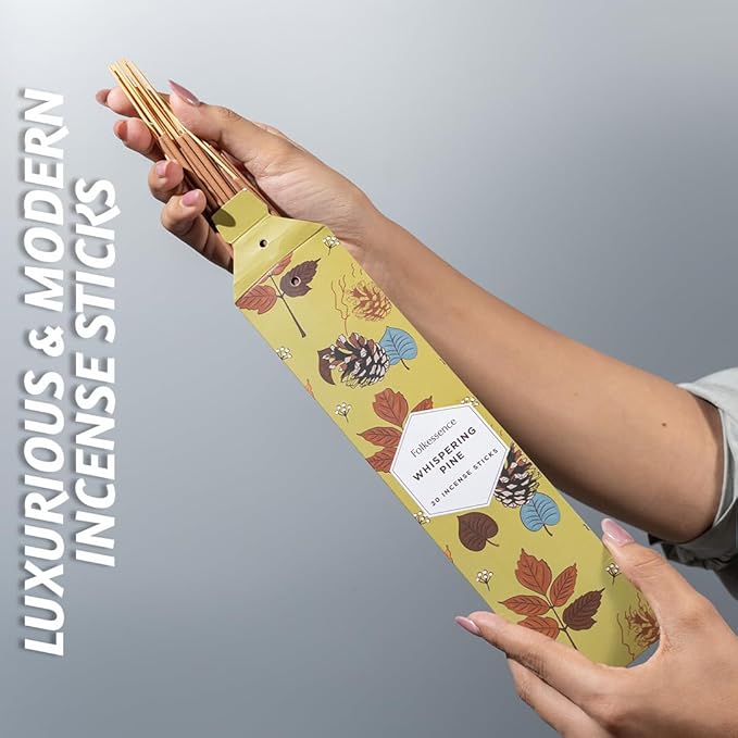 Folkulture Incense Sticks with Holder | Set of 6 (120) Fall Insence-Sticks with 45 Min Burn Time | Cedarwood, Amber Incenses | Organic, Non Toxic Fall Scents | Inscent-Stick or Fall Essentials