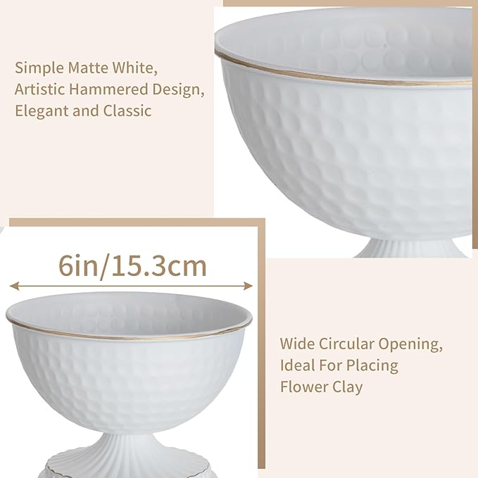 Sziqiqi White Urn Vase for Flowers - Wedding Table Decoration Centrepieces Set of 10 Vintage Metal Vases for Artificial Flowers Small Hammered Vase for Birthday Party Christmas Anniversary