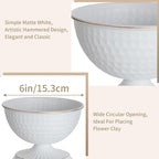 Sziqiqi White Urn Vase for Flowers - Wedding Table Decoration Centrepieces Set of 10 Vintage Metal Vases for Artificial Flowers Small Hammered Vase for Birthday Party Christmas Anniversary