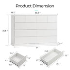 LINSY HOME 10 Drawer Dresser for Bedroom, 53" Wide Chest of Deep Drawers, Modern Farmhouse Wood Dressers with Storage, Large Drawer Organizer for Bedroom, Living Room, Handless Design, White