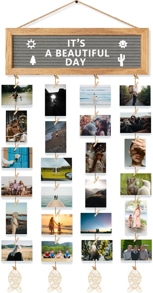 Collage Picture Frames for Wall, Birthday Gifts for Mom Women Teenage Girls, Polaroid Picture Display Felt Letter Board with 270 Letters and 30 Clips, Unique DIY Mothers Day Gifts