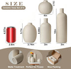 Modern Ceramic Vase Set, Neutral Colors, Decorative Vases for Home Decor, 4 Piece Collection (Beige)