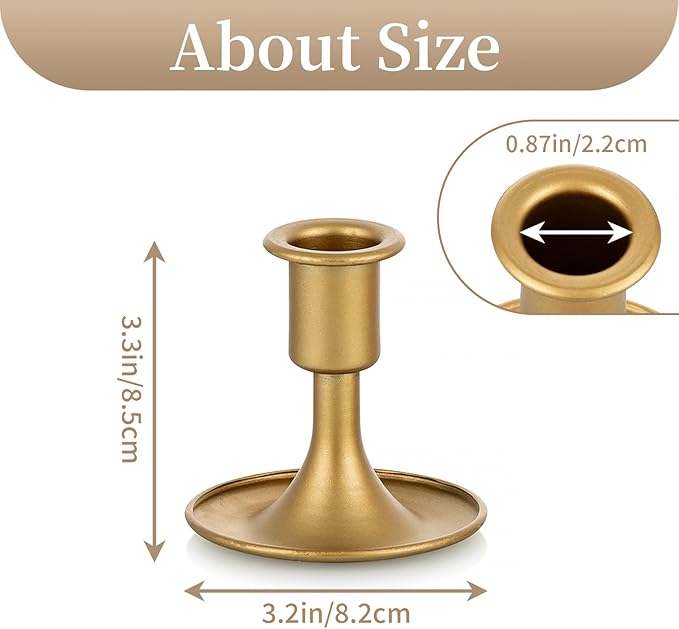 Sziqiqi Gold Candle Holders for Candlesticks Set of 2 - Small Taper Candle Holders for Wedding Centerpiece Candle Stick Stands for Candlelight Dinner Table Christmas Mantel