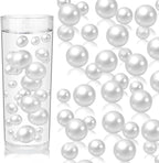 200PCS White Faux Pearls Beads for Centerpiece Vases, Vase Filler Faux Pearls, No Holes Filler Beads for Party Anniversary Birthday Wedding Table Decor, 10/14/20/30mm