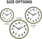 AKCISOT Wall Clock 10 Inch Silent Non-Ticking Modern Clocks Battery Operated - Analog Classic for Office, Home, Bathroom, Kitchen, Bedroom, School, Living Room(Olive Green)