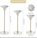 Candlestick Holders, Crystal 2 in 1 Taper and Pillar Candle Holders, Set of 3 Clear Glass Candle Holder, Decorative Candle Holder Candelabra for Home Decor, Wedding, Party, Anniversary