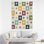 ICMOLYYENLO Boho Medieval Cat Tapestry, Abstract Atomic Starburst Geometric Aesthetic Art Wall Hanging For Bedroom Living Room Dormitory 40x60 Inches