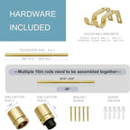 Curtain Rods for Windows 16 to 28 Inches Adjustable Length 1 Inch Diameter Window Curtain Rod with Aluminium Finials, Flash Gold