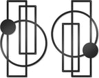 OYEFLY 2 Pcs Metal Abstract Wall Art,Modern Geometric Decor (Black, style 1)