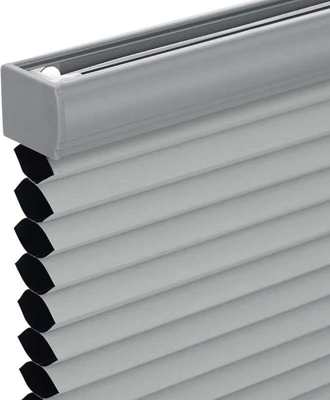 Changshade Cordless Cellular Shades, Blackout Honeycomb Shades for Windows, Pull Down Pleated Blinds, Easy to Install for Indoor Windows and French Doors,31.5" W x 72" H, Grey