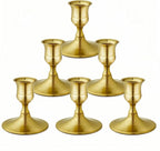 Vintage Brass Gold Taper Candle Holders, Set of 6, Metal Taper Candlestick Holder for Dinner Room Table Centerpiece, Wedding Reception, Festive,Mantel Decoration, Home Decor (Brass Gold, Set of 6)