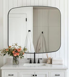 ANDY STAR Black Oblong Mirror, 36x40 Inch Black Oval Mirror for Bathroom with Stainless Steel Metal Frame, Wall Mouned for Bathroom, Living Room, Entryway