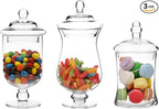 MyGift Clear Glass Apothecary Jars with Lid, Decorative Footed Vase, Candy Buffet Containers, Set of 3