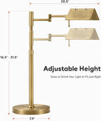 VONLUCE LED Desk Lamp, Adjustable Industrial Style Metal Table Lamp, Dimmable Reading Lamp for Living Room Bedroom Office, Antique Gold