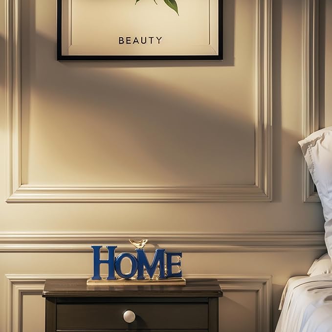 Love Sign Decoration,Blue and Gold Home Signs for Home Decor Statue,Modern Bird Sculpture Personalized Love Decor,Gold Style Figurine Decorative Ornaments for Living Room,Bedroom,Desktop