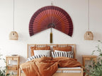 Fan Wall Decor,Large Bamboo Fan Wall Art for Boho Hanging Headboard,Decorative Folding Fans for Over Bed Decorations