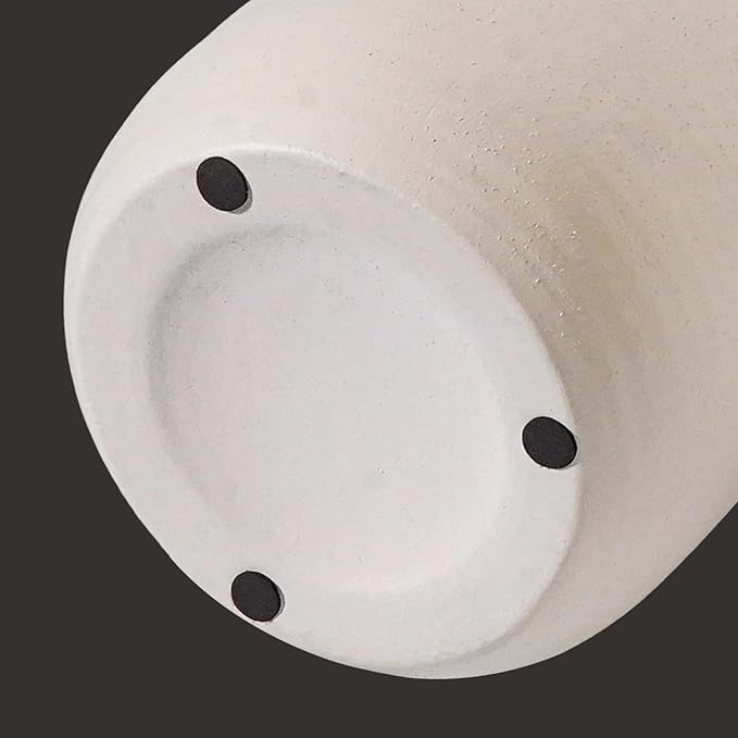 Sunddo White Vase with Handle, 10 inch Ceramic Rustic Vase, Farmhouse Decor, Boho Modern Decorations, Table, Living Room, Shelf, Mantel Decor