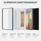 Homeforia 11x22 Black Newspaper Frame, High End Metal 11 x 22 Picture Frame without Mat, 22x11 Thin Black Poster Frames for Wall, 11by22 inches Display Photo Frames, Tempered Glass, Wall Kit, Set of 1