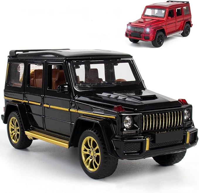 1/32 Scale Die-Cast Car Model Collectible Vehicle, Zinc Alloy Pull Back Toy Car with Sound and Light, Suitable for Adults, Boys and Girls (Black)