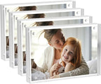 Acrylic Picture Frames 2.5x3.5 inches, 4 Pack, Clear Double Sided Magnetic Photo Frame, Freestanding Frameless Picture Display, Wallet Small Picture Frames for 2x3