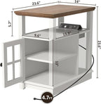 HIFYOBRO Narrow End Table with Flip Top Charging Station, Storage Side Table, Type-C & USB Port & Adjustable Shelf, White End Table Living Room & Bedroom Nightstand