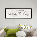 comurdyo Give It To God And Go to Sleep Sign 40''×15'' Master Bedroom Above Bed Wall Decor Wood Framed Couple Large Farmhouse Guest Room Rustic Simple Over Bedside Wall Art Hanging Decor (Black)