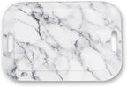 Serving Trays with Handles, 14.5 x 9.8 inch Rectangular Plastic Tray for Restaurant, Kitchen, Gray White Marble