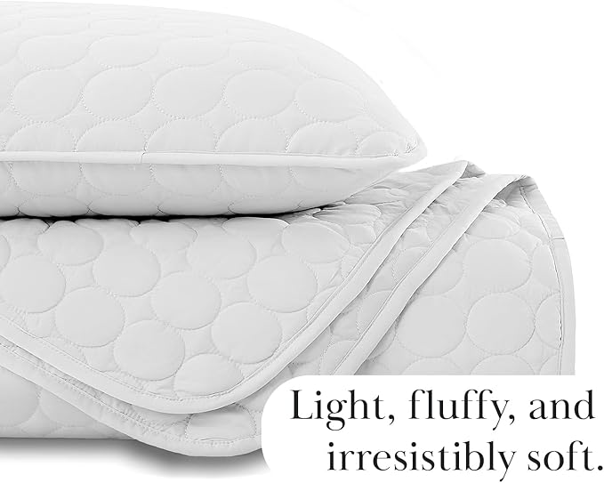 Southshore Fine Living, Inc. King Size White Quilt Bedding Set with 2 Pillow Shams, Quilted Summer Comforter, King Size, Light Weight Bedspread, California/King Quilt Coverlet, Bright White