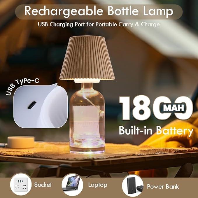 WILIT Wireless Bottle Lamp for Liquor Bottles, 3-Level Brightness LED Night Lights, Wine Lamp for Home Decor, Unique Table Lamp with RGB Lights, Rechargeable Bottle Lights for Bedroom, Black