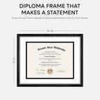 Homeforia 11x14 Diploma Frame Black Wood, High End Black Oak 11 x 14 Certificate Frames with Mat 8.5x11, 14x11 Wooden Document Matted Frame, Award Graduation Frames, Tempered Glass, Wall Kit, Set of 1